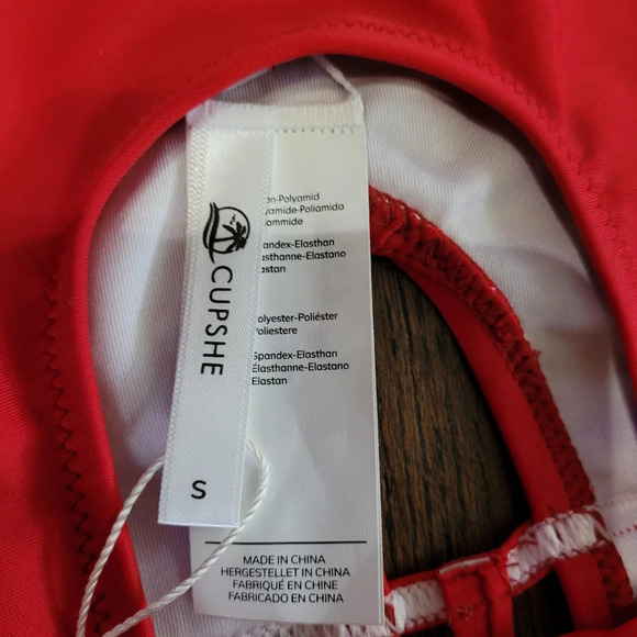 CUPSHE One Piece O Ring Red Strappy Lace Up Monokini Swimsuit Size Small 4-6 NEW - Picture 12 of 14